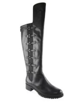 ADRIENNE VITTADINI Women's Tiger 1 •BlackLeather• Harness Knee Boot 6M